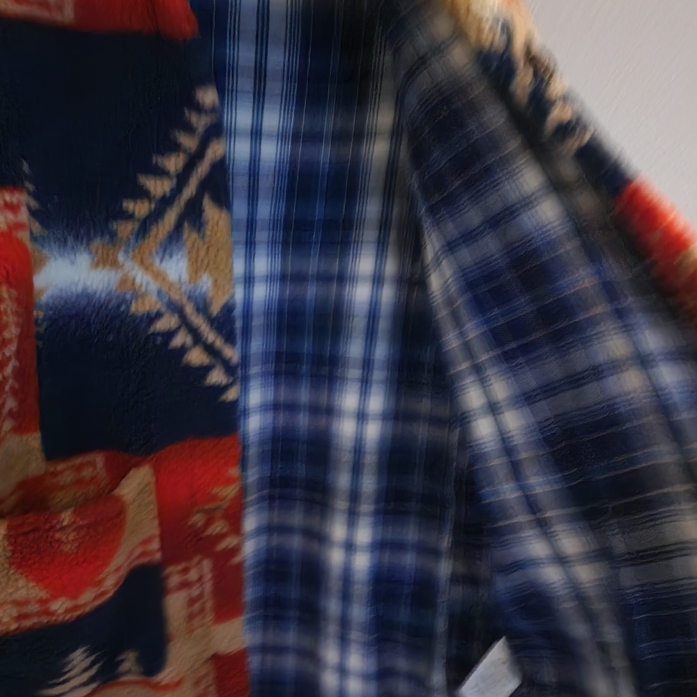Anthropologie Pilcro Geometric Sherpa Fleece Longline Coat Jacket XS - Picture 12 of 16